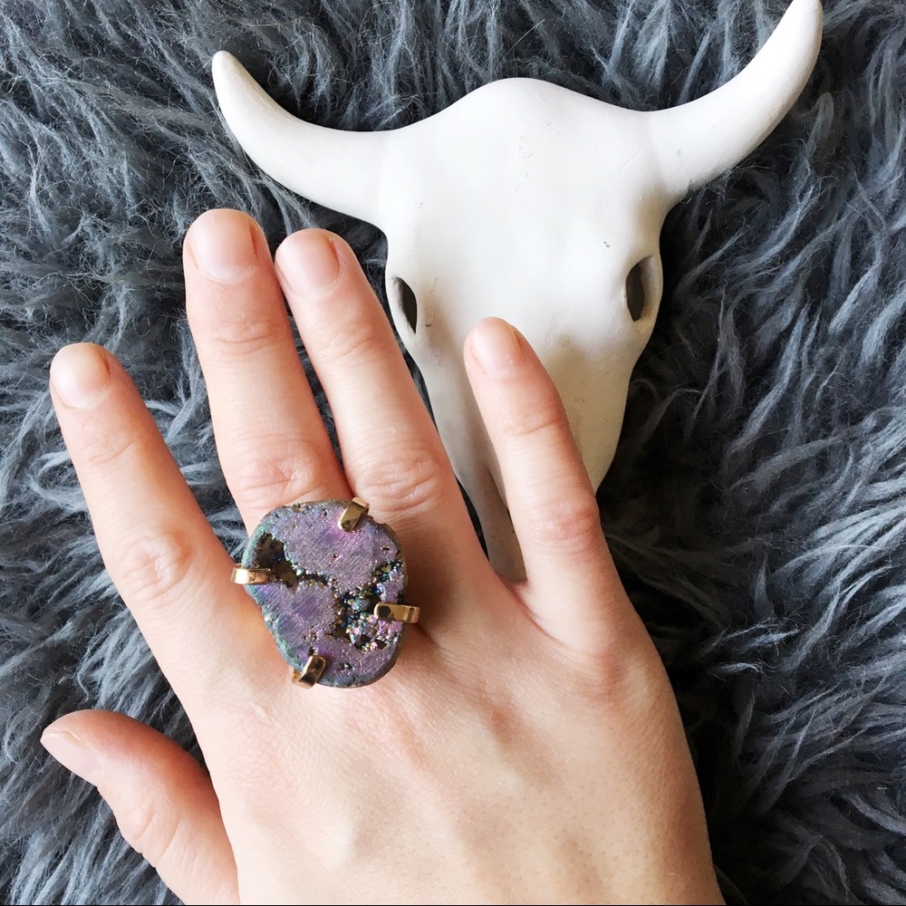 Aura Geode Ring ✨ ADJUSTABLE statement ring